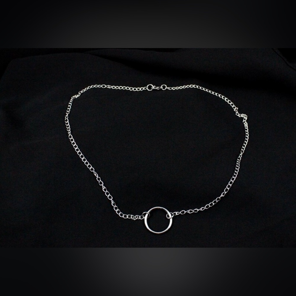 Silver 925 Unisex Circle Ring Hoop Charm Necklace